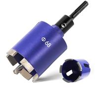 68 mm Couronne de Forage Diamantée +Adaptateur M16 SDS-Plus+ Foret Pilote+Cale D'extraction,Scie Cloche Diamant avec Segments Soudés au Laser,Carotteuse Beton pour Béton,Maçonnerie,Granit,Pierre