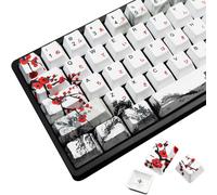 68 Pcs for Mechanical Keyboard RK68 GK68 Custom PBT Japanese Font with Key Puller for Kailh Cherry MX Switch ANSI Keyboard (Flower of 68)