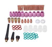 68 Pièces Accessoires de Soudage TIG, Connecteur de Verre, Bobine d'Électrode en Cuivre, Couvercle Avant PTFE pour WP 17 18 26 - Compatible Air et Eau Refroidie, Ensemble Complet