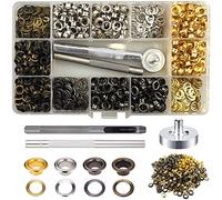 680 Ensembles Kit d'oeillets, 5mm 4 Couleurs Oeillets couture en Laiton avec 3Pcs Outil de Fixation pour Toile, Bâche, Cuir, Tente, Auvent, Tissu de Bricolage