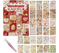 680+ PCS Realistic Faux Embroidery Effect Sticker Book, Flat Matte Stitching Style Decals Hyper, Realistic Embroidery Stickers for Scrapbooking, Journaling, DIY, Crafts (Red)
