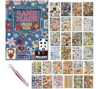 680+ PCS Realistic Faux Embroidery Effect Sticker Book, Flat Matte Stitching Style Decals Hyper, Realistic Embroidery Stickers for Scrapbooking, Journaling, DIY, Crafts (Blue)