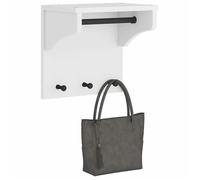 （68501）Support chapeaux - Porte-manteau mural SANDNES blanc 43x30x42 cm bois massif pin