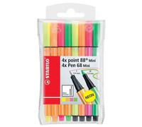 [68868/08-1] STABILO Etui de 4 feutres Pen 68 Mini + 4 feutres Fineliner poin...
