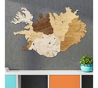 68travel Carte en bois de l'Islande (98 x 66 cm) - Grande décoration murale multicouche avec taches naturelles - pour salon, bureau, bureau