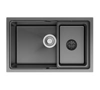 68x43CM Évier de Cuisine 1 Bac en Inox - Gris foncé - Évier sous plan avec Panier égouttoir - pour Armoire de 80 cm