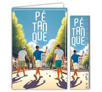 69-1018 Carte PÉTANQUE avec Enveloppe 12x17,5cm Pour sportif joueur champion Tu tires ou tu pointes Cochonnet Boules Départ en Retraite Soleil - Collection Passion Sports des Jeux - Fabriqué en France