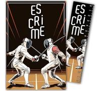 69-1020 Carte Escrime Escrimeur Escrimeuse Athlète Sportif Sportive - Avec Marque-page/Règle de 15cm en papier et Enveloppe Blanche Format 12x17,5cm - Cadeau Anniversaire ou Fête - Fabriqué en France