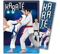 69-1022 Carte Karaté Karatéka Athlète Sportif Sportive Combat - Avec Marque-page/Règle de 15cm en papier et Enveloppe Blanche Format 12x17,5cm - Cadeau Anniversaire ou Fête - Fabriqué en France