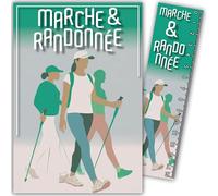 69-1025 Carte Marche à pied Marche Nordique Randonnée Sportif Sportive - Avec Marque-page/Règle de 15cm en papier et Enveloppe Blanche Format 12x17,5cm -Cadeau Anniversaire ou Fête -Fabriqué en France