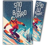69-1030 Carte Snowboard Snowboardeur Snowboardeuse Sportif Sportive - Avec Marque-page/Règle de 15cm en papier et Enveloppe Blanche Format 12x17,5cm - Cadeau Anniversaire ou Fête - Fabriqué en France