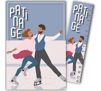69-1032 Carte Patinage Patineuse Patineur Sportif Sportive Patinoire - Avec Marque-page/Règle de 15cm en papier et Enveloppe Blanche Format 12x17,5cm - Cadeau Anniversaire ou Fête - Fabriqué en France