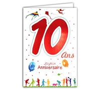 69-2110 Carte Joyeux Anniversaire 10 ans Enfant Garçon Fille - Gteau 10 Bougies Cadeaux