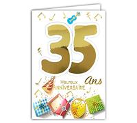 69-2130 Carte Anniversaire 35 ans Homme Femme - Cuisine Chef Barbecue BBQ Hamburger Gteau Cupcake Ptisserie Cordon Bleu Toque