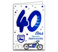 69-2131 Carte Anniversaire 40 ans Homme - Moto Route 66 USA United States of America Etats-Unis Amérique Etoiles Stars