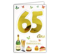 69-2139 Carte Anniversaire 65 ans Homme Femme - Retraite Repos Vacances Palmiers Hamac Ancre Boussole Gouvernail Soleil