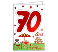69-2140 Carte Anniversaire 70 ans Homme Femme - Flute Bouteille Champagne TV télévision