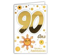 69-2144 Carte Anniversaire 90 ans Homme Femme - Soleil Etoiles