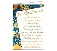 69-3059 Carte RÉTABLISSEMENT grand texte mots qui brillent ; Livrée avec enveloppe ; Format Carte fermée 11,5x17cm ; Fabriqué en France ; Bouquet ; Fleurs ; Pensée ; Positive ; Bleu ;