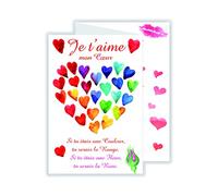 AFIE 69-3937 Carte 3 Volets Je t'aime Saint Valentin 14 février avec Enveloppe 12x17,5cm Fabriqué en France