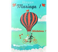 69-4056 Carte Heureux Mariage Paillettes Motif Mariés Lune de Miel