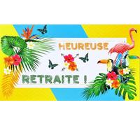 69-4219 Carte Départ Retraite Paillettes Flamant Rose Toucan Fleur Hibiscus Floral Tropical Exotique Feuille Palmier Tendance Mode Oiseau Papillon