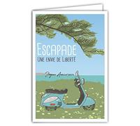 69-4306 Carte Joyeux Anniversaire avec Enveloppe - Affichette Mini Posters Format 17x11,5cm - Scooter 2 roues Italiens Escapade Liberté Voyage Rétro Vintage - Fabriquée en France
