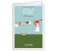69-4335 Carte Félicitations Naissance Fille Bienvenue à ce Bébé d'Amour avec Enveloppe pour Parents Format 17x11,5cm Corde Linge Ours en Peluche Rétro Vintage SFHE Rose Bleue Verte