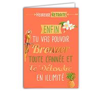 69-5004 Carte de vœux Heureuse Retraite Départ Collègue Enfin tu vas pouvoir bronzer toute l'année et te détendre en illimité