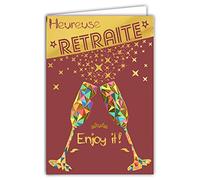 69-5028 Carte Heureuse Retraite Départ Collègue Félicitations Bouteille Coupes Flûtes