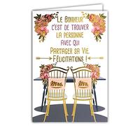 Afie 69-5054 Carte Félicitations Mariage Couple Mr Mrs Mme Le Bonheur c'est de trouver la personne avec qui partager sa vie
