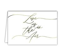 69-5150 Carte LOVE is in the Air en Or Doré Brillant Je t'aime Saint Valentin 14 février Félicitations Mariage Union Couple PACS chic élégant avec Enveloppe Blanche Format 17,5x12cm Fabriqué en France
