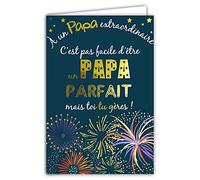 AFIE 69-7095 Carte pour un Papa Extraordinaire et Parfait - Tu Gères - Texte Or Doré Brillant - avec Enveloppe - Format fermé 115x170mm - Fabrication Française - Bleu Nuit
