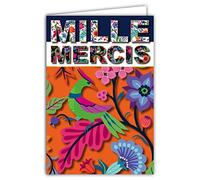 69-8007 Carte Mille MERCIS Remerciements Fleuris Oiseau Illustration avec Enveloppe Format 12x17,5cm Papier 300gr issu de forêts gérées durablement Brillant Fabriqué en France Vie en Couleurs