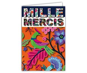 69-8007 Carte Mille MERCIS Remerciements Fleuris Oiseau Illustration avec Enveloppe Format 12x17,5cm Papier 300gr issu de forêts gérées durablement Brillant Fabriqué en France Vie en Couleurs