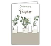69-8047 Carte Chaleureuses Pensées Courage Soutien épreuves Moments Difficiles Deuil Condoléances Rétablissement Illustration Eucalyptus avec Enveloppe Format 12x17,5cm Papier 300gr Fabriqué en France