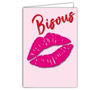 69-8054 Carte Bisous pour Toi Rouge à Lèvres Rose Fille Femme Amie Copine Sœur Coucou Anniversaire ou Fête des Mères Maman Je t'aime Illustration avec Enveloppe Format 12x17,5cm Papier 300gr PEFC