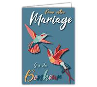 69-8059 Carte Félicitations pour votre MARIAGE Couples oiseaux Illustration avec Enveloppe Format 12x17,5cm Papier 300gr Brillant PEFC Fabriqué en France