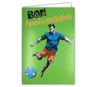 69-8114 Carte FLUO Bon ANNIVERSAIRE avec Enveloppe 12x17,5cm - Illustration Footballeur Joueur Joueuse Sportif Sportive Supporter Supportrice Ballon -Véritables encres FLUO -Créé et Fabriqué en France