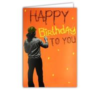 AFIE 69-8115 Carte FLUO Happy Birthday to you avec Enveloppe 12x17,5cm - Illustration Homme Street Artiste Graffeur avec une Casquette Tagueur - Véritables encres FLUO - Créé et Fabriqué en France