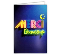 69-8124 Carte FLUO Texte NÉON MERCI Beaucoup Remerciements avec Enveloppe 12x17,5cm - étoile Intérieur Blanc pour écrire votre Reconnaissance - Véritables encres FLUO - Créé et Fabriqué en France