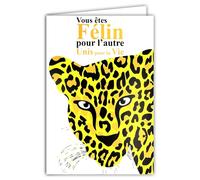 69-8138 Carte FLUO Félicitations UNION PACS MARIAGE Vous êtes Félin pour l'autre Couple Unis pour la Vie Léopard - Avec Enveloppe 12x17,5cm - Intérieur Blanc - Encres FLUO - Créé et Fabriqué en France