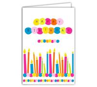 69-8182 Carte FLUO Happy Birthday 18 Bougies pour Gâteau Couleurs vives Confettis Multicolores pour Homme Femme 18 ans et plus -Avec Enveloppe Blanche 12x17,5cm -Création Fabrication Qualité Française