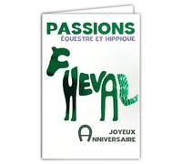 69-9005 Carte ANNIVERSAIRE +Enveloppe 12x17,5cm Mot Cheval Cuivré en forme de Silhouette Passion Sport Équestre Hippique Fer Porte-Bonheur pour Cavalier/Cavalière ou Parieur Fabrication Française