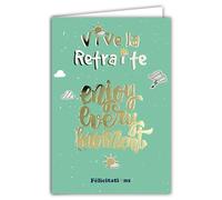 69-9049 Carte DÉPART Vive la RETRAITE Enjoy Every Moment Félicitations Texte en Or Doré Brillant +Enveloppe 12x17,5cm Profite du Soleil Bonne Continuation - Création Impression Fabrication Française