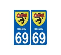 69 Beaujeu blason autocollant plaque stickers ville - Angles : arrondis