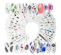69 Feuilles Stickers Ongles à Style Différent Autocollants de Transfert à l’Eau Auto-Adhésives 3D conçoivent Fleurs Animals Feuilles Nail Art pour Ongles Manucure Décoration