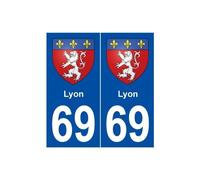 69 Lyon blason autocollant plaque stickers ville - Angles : arrondis