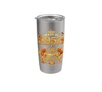 69 Year Old Made in 1957 Retro Floral 69th Birthday Women Gobelet isotherme en acier inoxydable double paroi