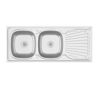 (69194)Évier/Bassin salle de bain,Évier de cuisine à double évier argenté 1200x500x155 mm inox FR